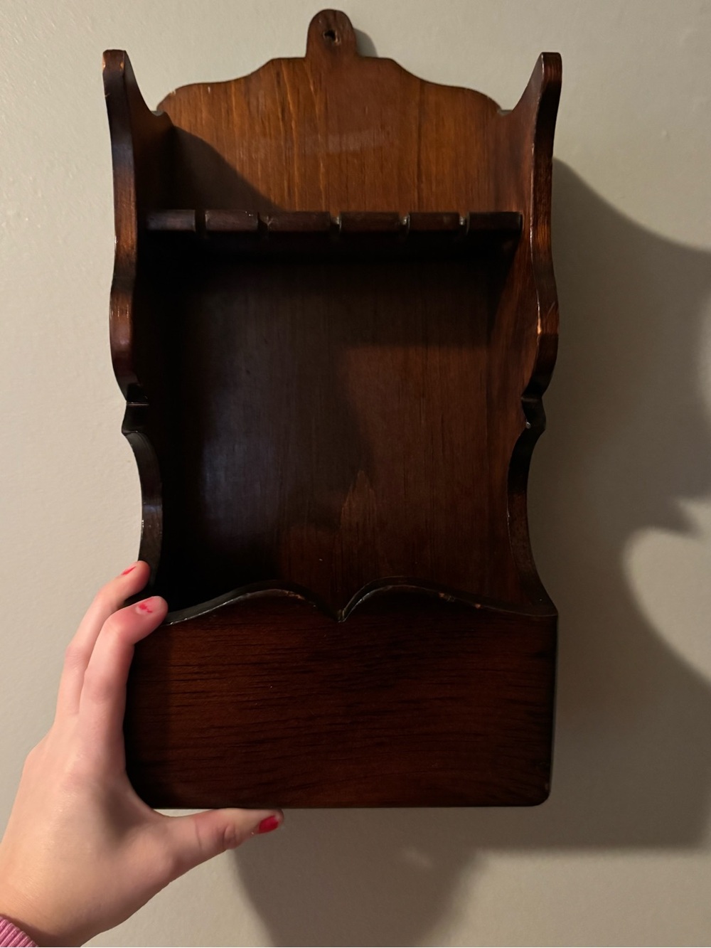 Vintage Wooden Spoon Rack Display Rack - Dark Brown